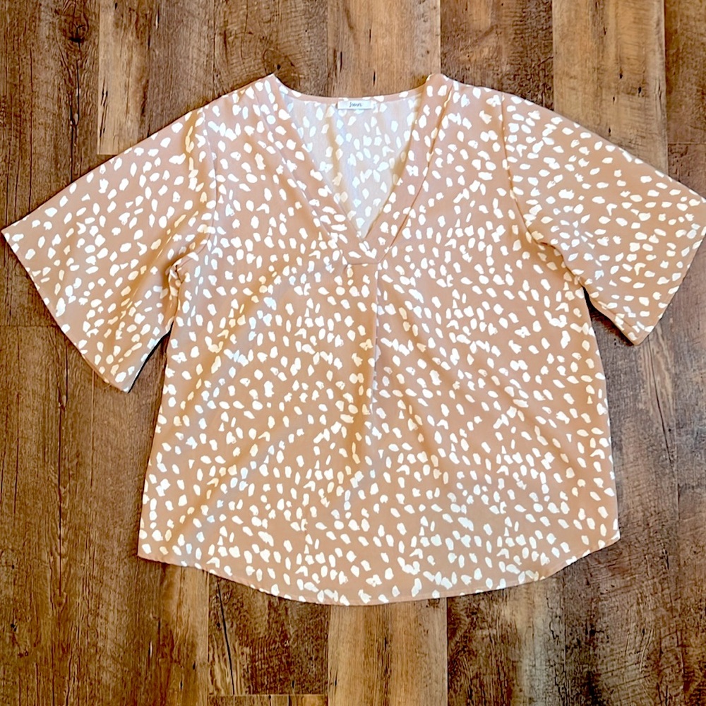 JODIFL Flowy V-Neck Animal Print Blouse